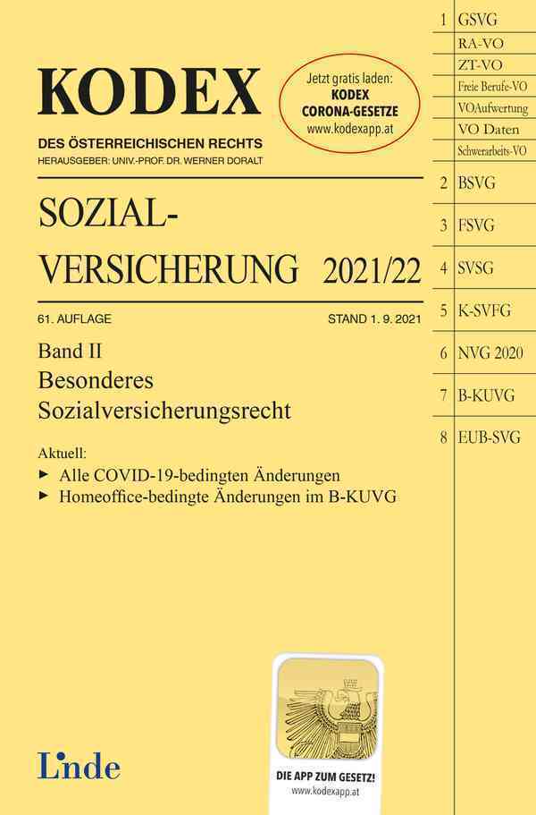 KODEX Sozialversicherung 2021/22, Band II