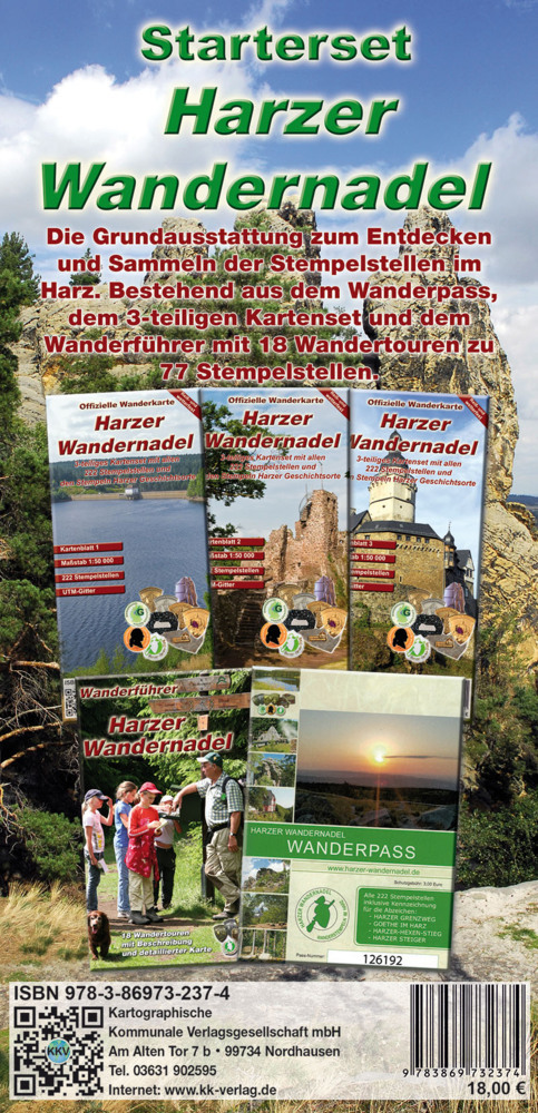 Starterset Harzer Wandernadel, m. 1 Buch, m. 1 Buch, m. 3 Karte