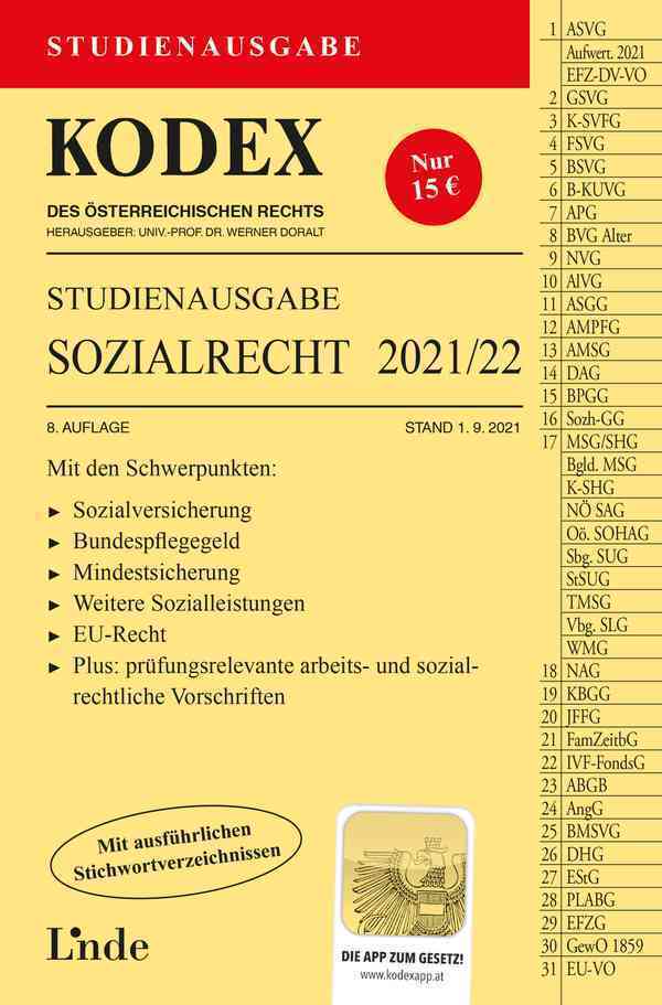 KODEX Studienausgabe Sozialrecht 2021/22