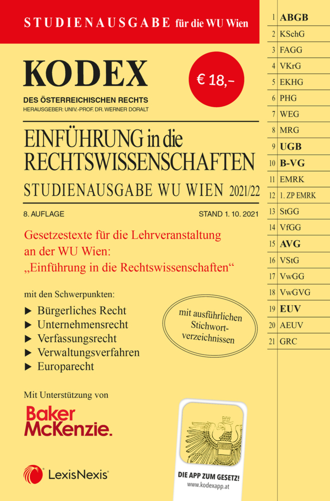 KODEX Einführung in die Rechtswissenschaften 2021/22 - inkl. App