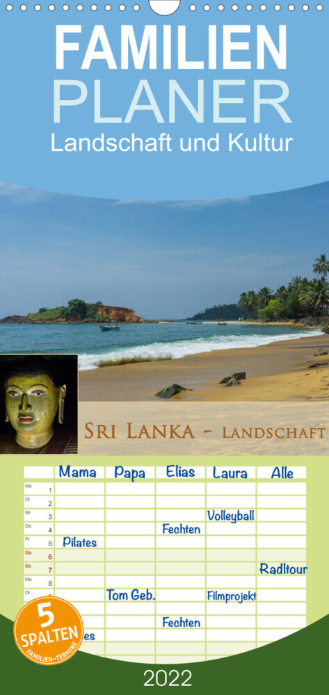 Familienplaner Sri Lanka - Landschaft und Kultur (Wandkalender 2022 , 21 cm x 45 cm, hoch)