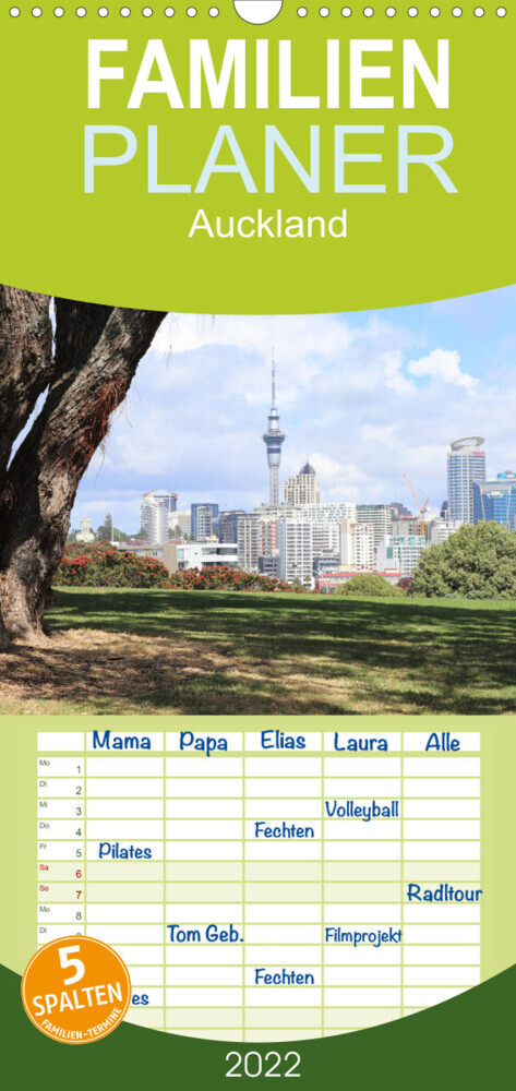 Familienplaner Auckland (Wandkalender 2022 , 21 cm x 45 cm, hoch)