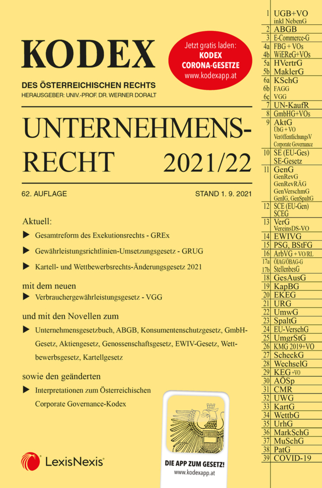 KODEX Unternehmensrecht 2021/22 - inkl. App