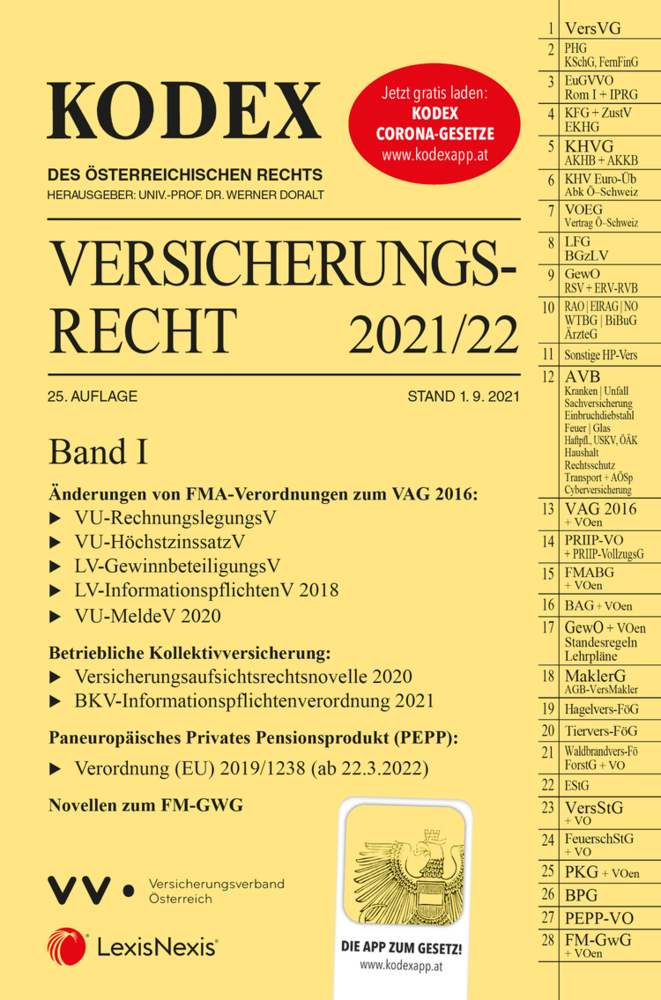 KODEX Versicherungsrecht Band I 2021/22 - inkl. App