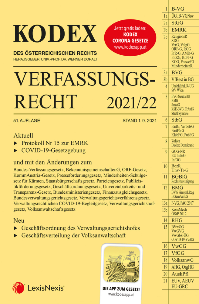KODEX Verfassungsrecht 2021/22 - inkl. App