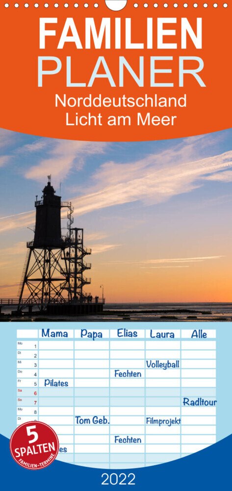 Norddeutschland - Licht am Meer - Familienplaner hoch (Wandkalender 2022 , 21 cm x 45 cm, hoch)
