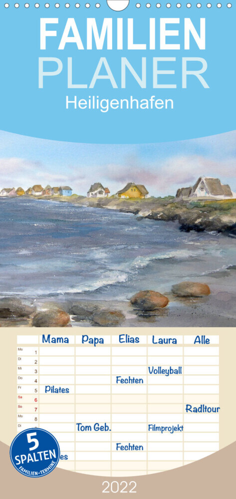 Familienplaner Heiligenhafenaquarelle (Wandkalender 2022 , 21 cm x 45 cm, hoch)