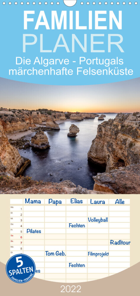 Familienplaner Die Algarve - Portugals märchenhafte Felsenküste (Wandkalender 2022 , 21 cm x 45 cm, hoch)