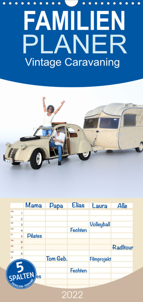 Familienplaner Vintage Caravaning (Wandkalender 2022 , 21 cm x 45 cm, hoch)
