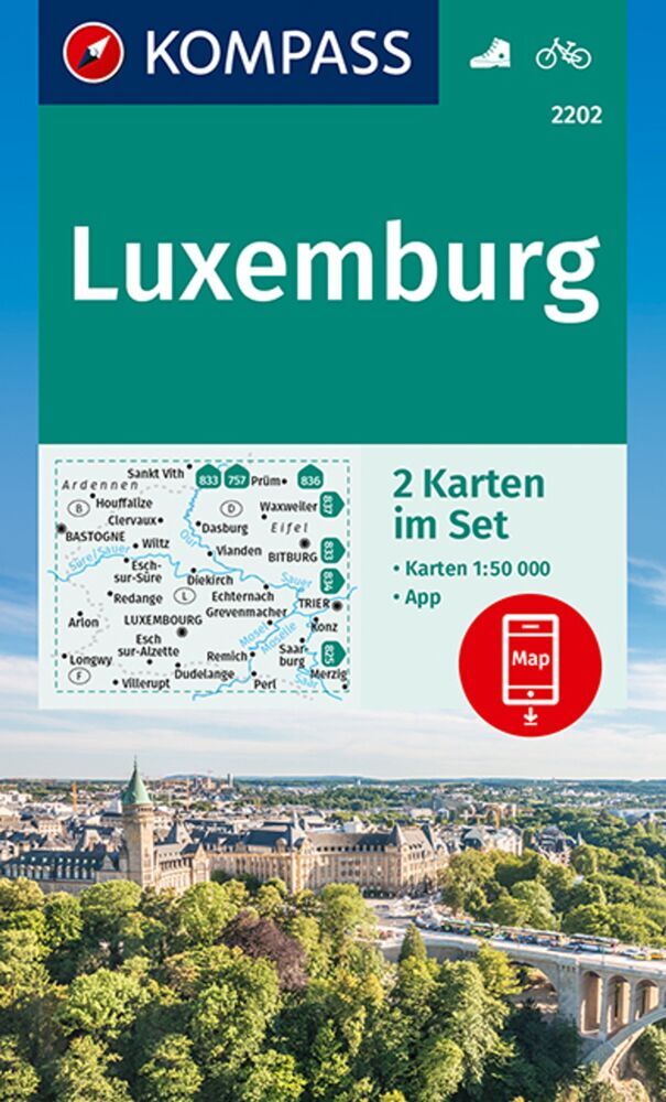 KOMPASS Wanderkarten-Set 2202 Luxemburg (2 Karten) 1:50.000