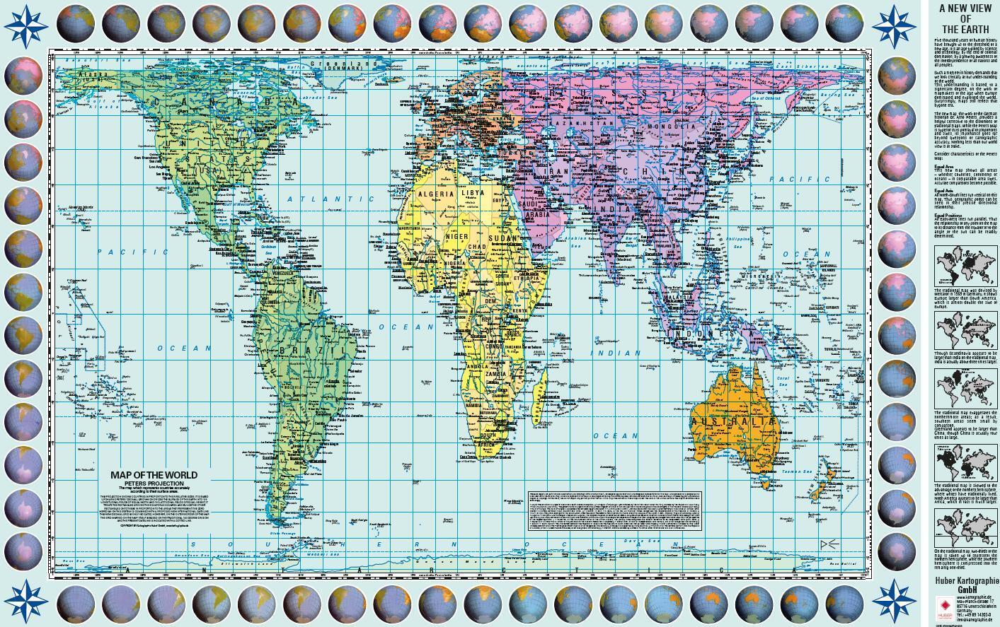 MAP OF THE WORLD IN PETERS-PROJECTION