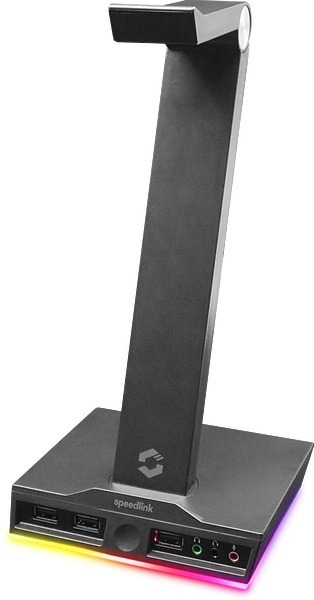 SPEEDLINK EXCELLO RGB Headset Stand, 3-Port USB 2.0 Hub, integrated Soundcard, black