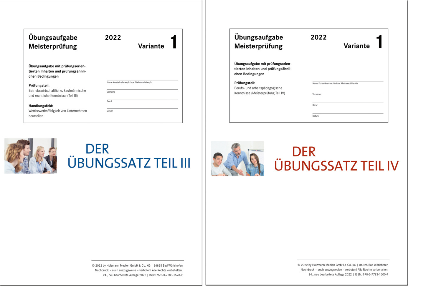 Die Übungssätze Teil III + IV - Variante 1