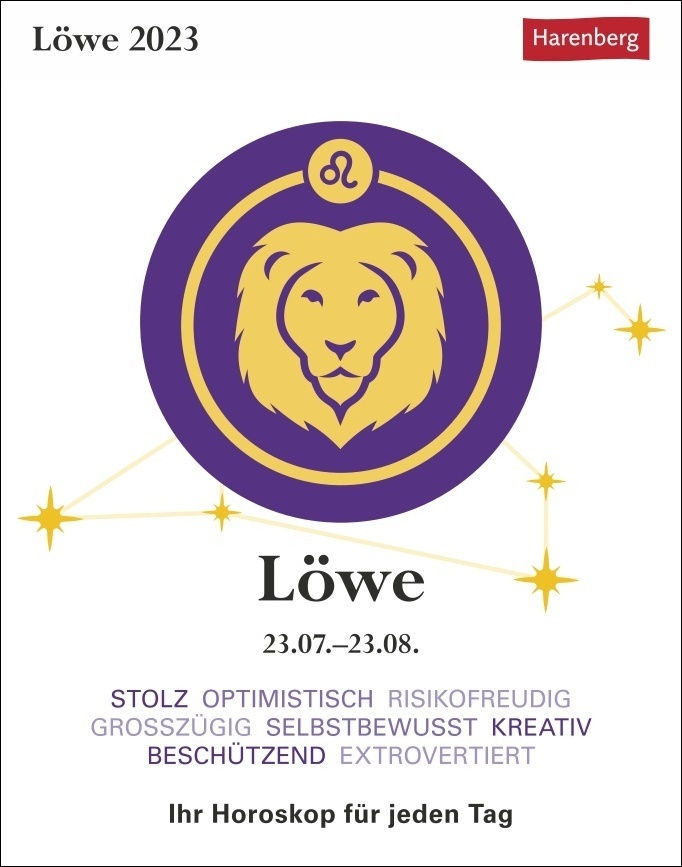 Löwe Sternzeichenkalender 2023: Tagesabreißkalender. Mini-Tischkalender 2023 mit täglichem Horoskop. Kleiner Kalender mit täglichem Blick in die Sterne.