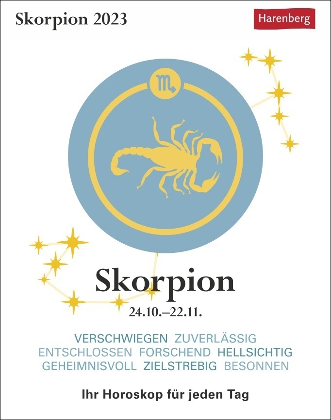 Skorpion Sternzeichenkalender 2023: Tagesabreißkalender. Mini-Tischkalender 2023 mit täglichem Horoskop. Kleiner Kalender mit täglichem Blick in die Sterne.