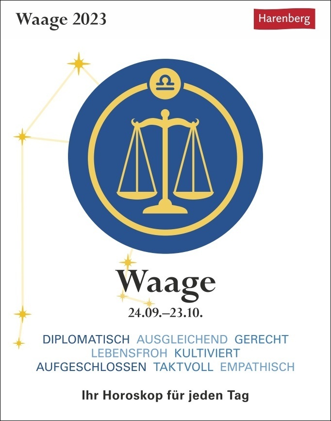 Waage Sternzeichenkalender 2023: Tagesabreißkalender. Mini-Tischkalender 2023 mit täglichem Horoskop. Kleiner Kalender mit täglichem Blick in die Sterne.