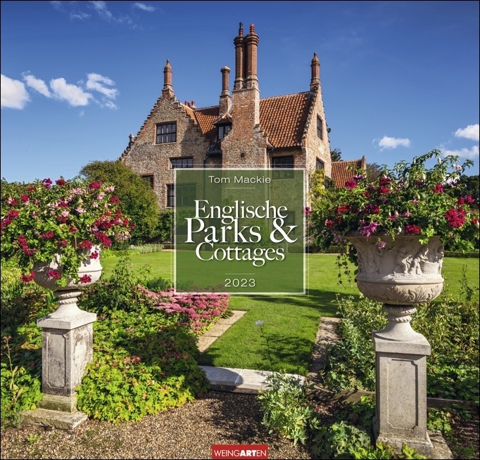 Englische Parks & Cottages Kalender 2023. Wandkalender mit 12 romantischen Fotos englischer Cottages. Farbenprächtiger Bildkalender für die Wand. Quadratischer Fotokalender