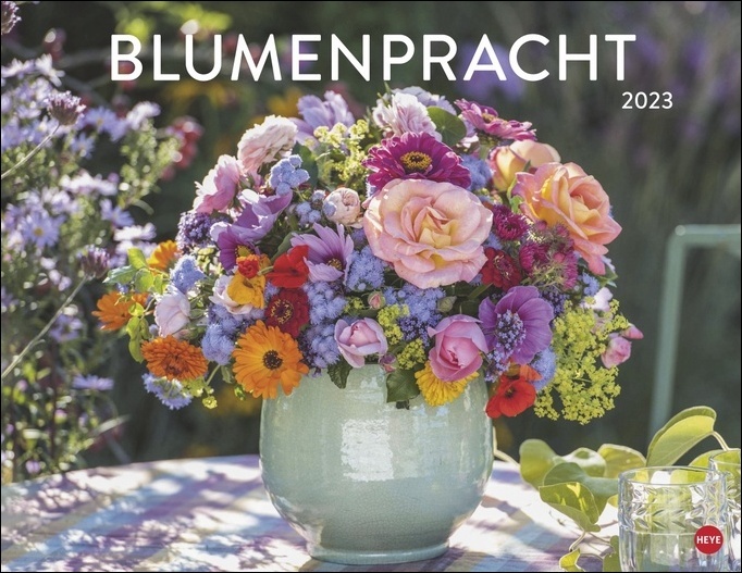 Blumenpracht Posterkalender 2023. Wandkalender mit 12 Fotos von wunderschönen Blumensträußen. Dekorativer Kalender mit zarten Blüten. 44x34 cm. Querformat