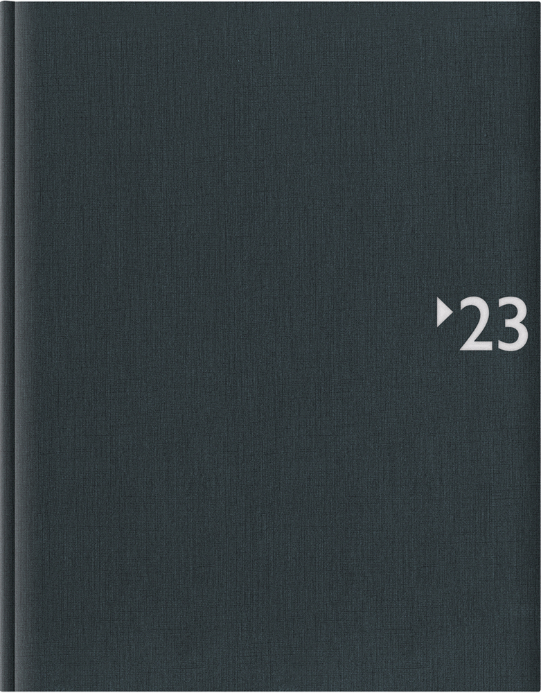 Wochenbuch anthrazit 2023 - Bürokalender 21x26,5 cm - 1 Woche auf 2 Seiten - mit Registerschnitt und Fadensiegelung - Notizbuch - 739-2621