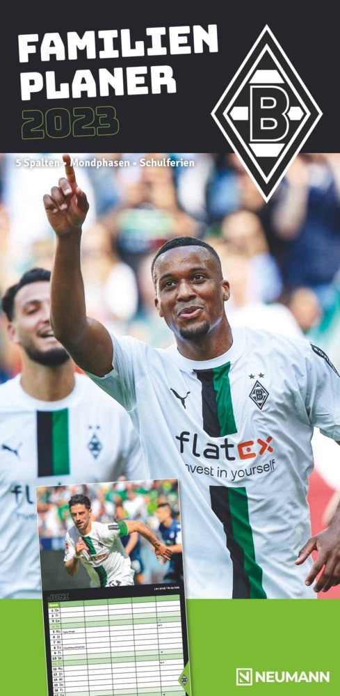 Borussia Mönchengladbach 2023 - Familien-Planer - Fan-Kalender - Fußball-Kalender - 22x45 - Sport