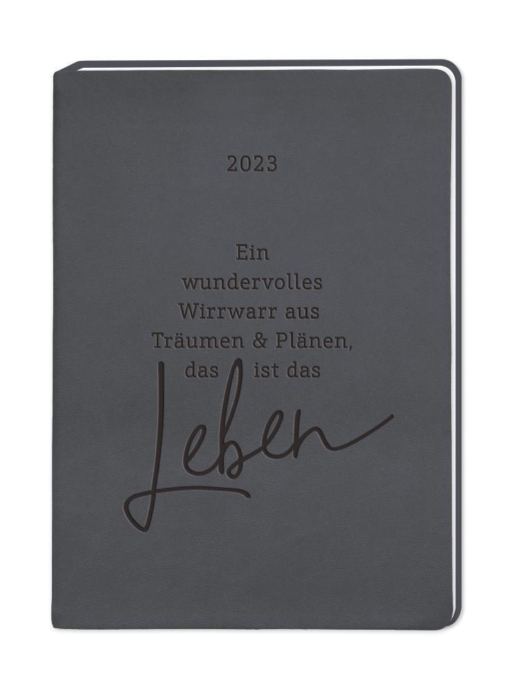 Terminplaner Lederlook A6 "Schwarz" 2023