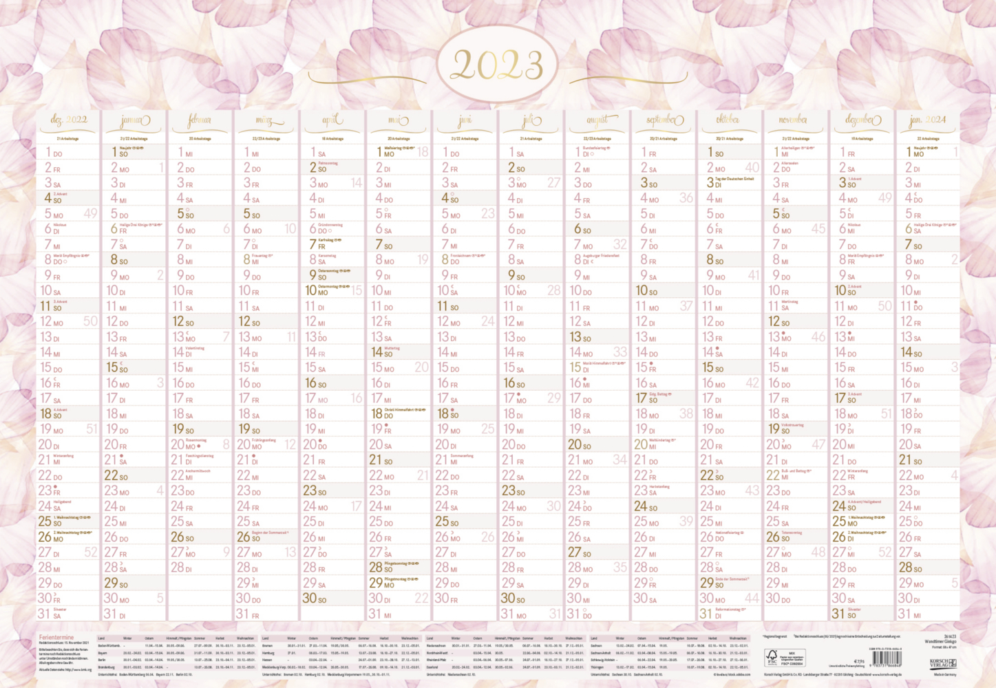 Wandtimer Ginkgo 2023