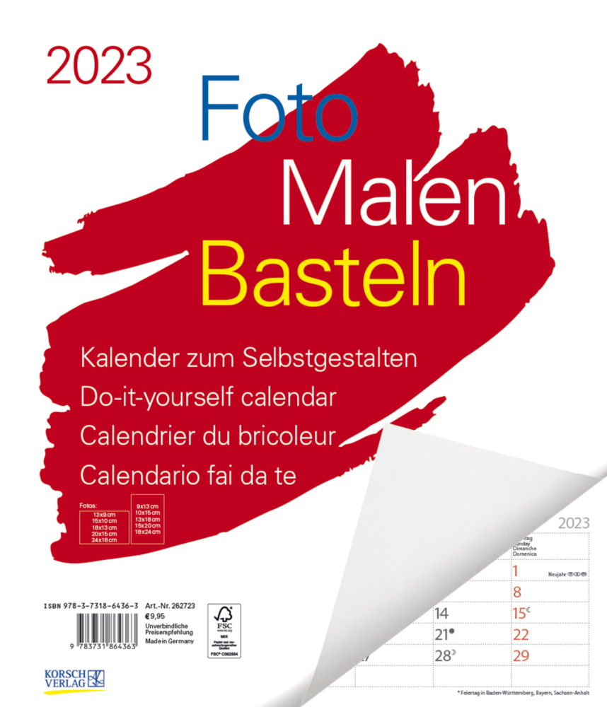 Foto-Malen-Basteln Bastelkalender weiß Notice groß 2023