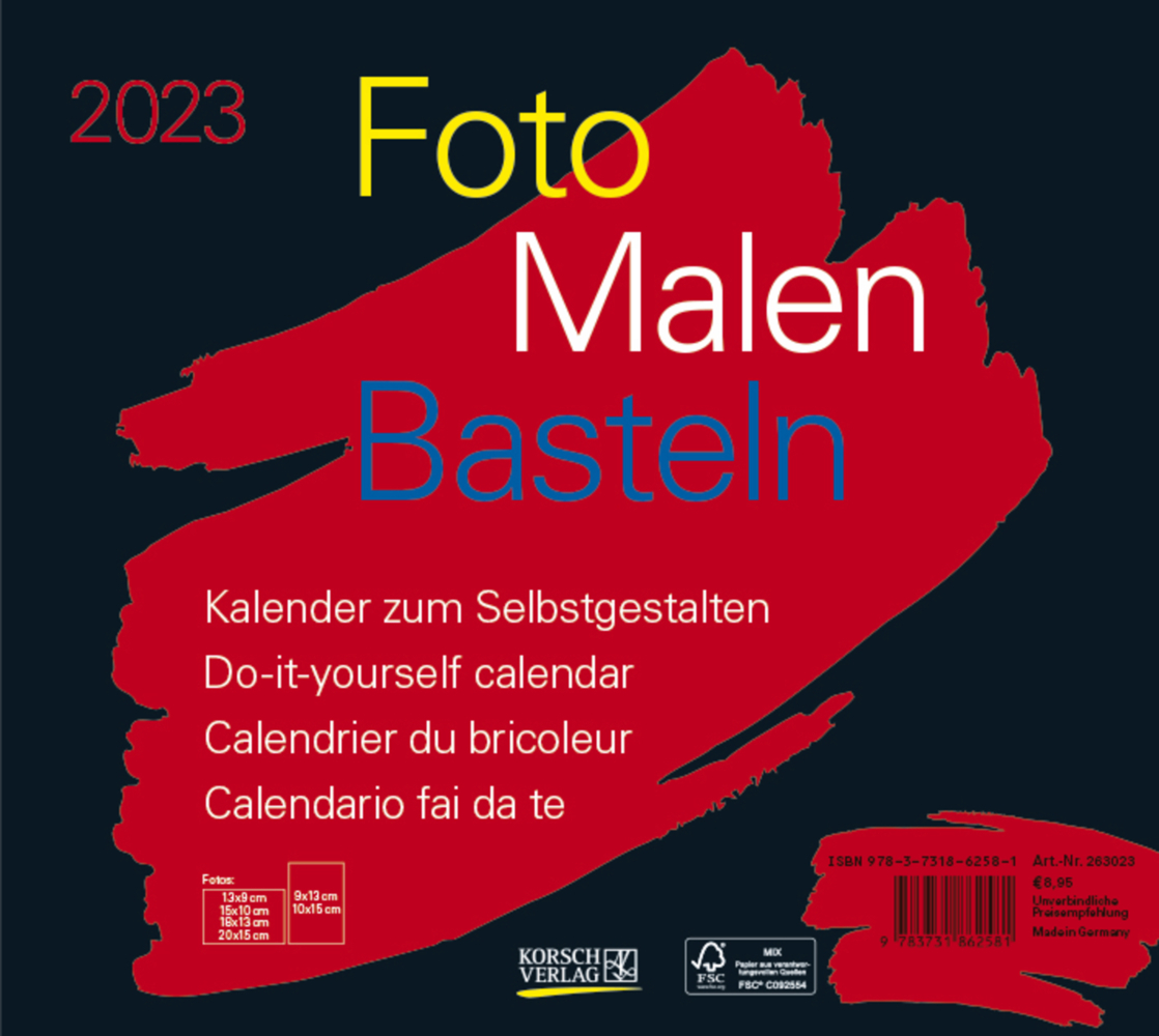 Foto-Malen-Basteln Bastelkalender quer schwarz 2023