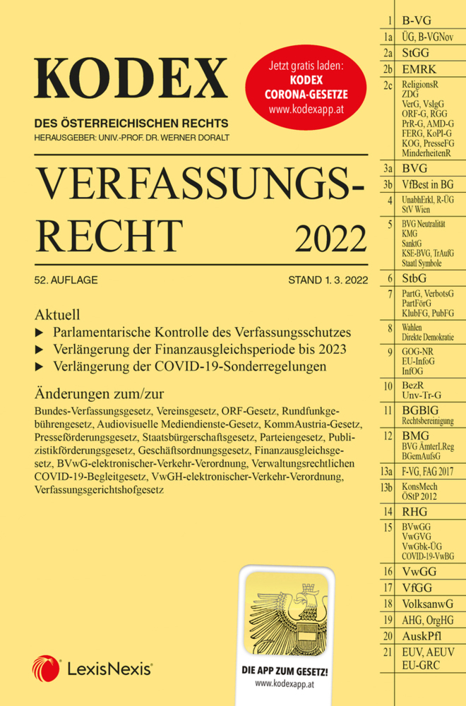KODEX Verfassungsrecht 2022 - inkl. App