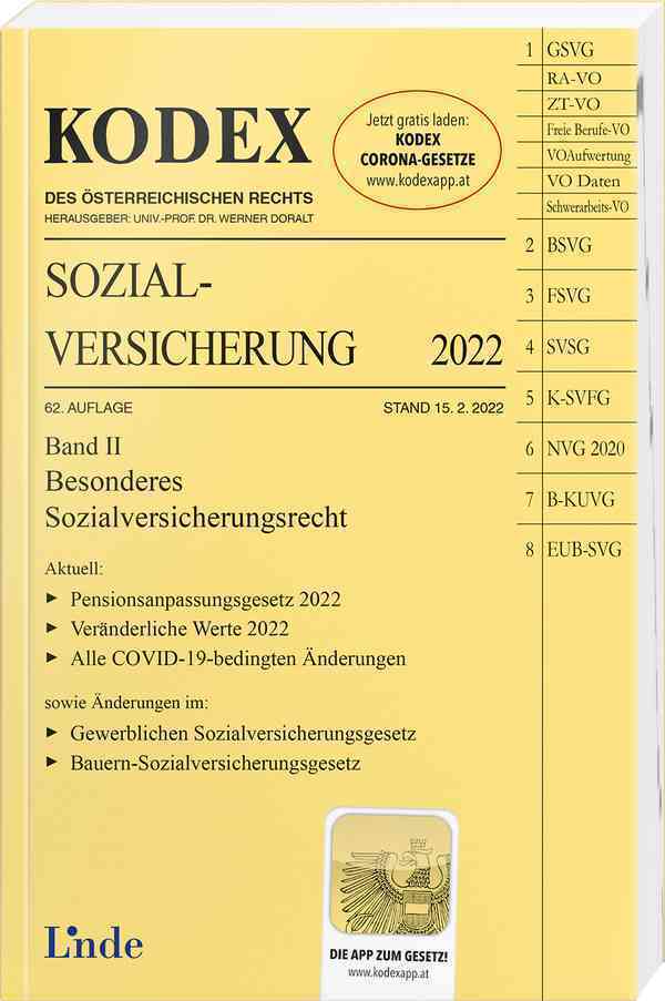 KODEX Sozialversicherung 2022, Band II