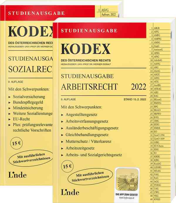 KODEX-Paket Studienausgabe Arbeits- und Sozialrecht 2022