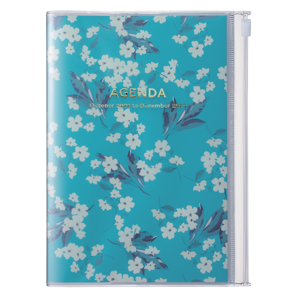 MARK'S 2022/2023 Taschenkalender B6 vertikal, Flower Pattern, Turqoise