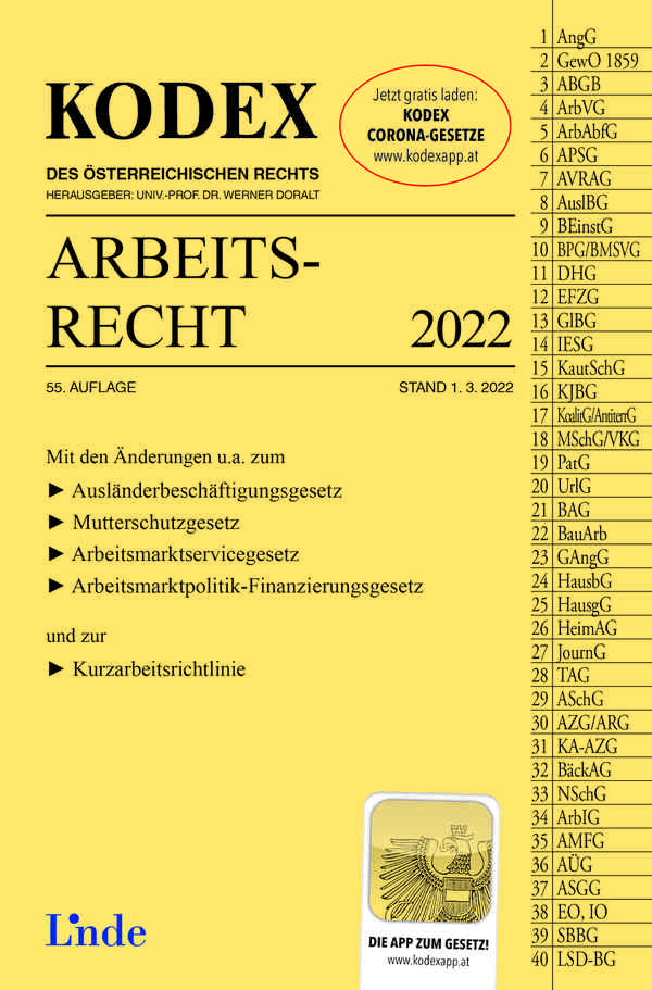 KODEX Arbeitsrecht 2022