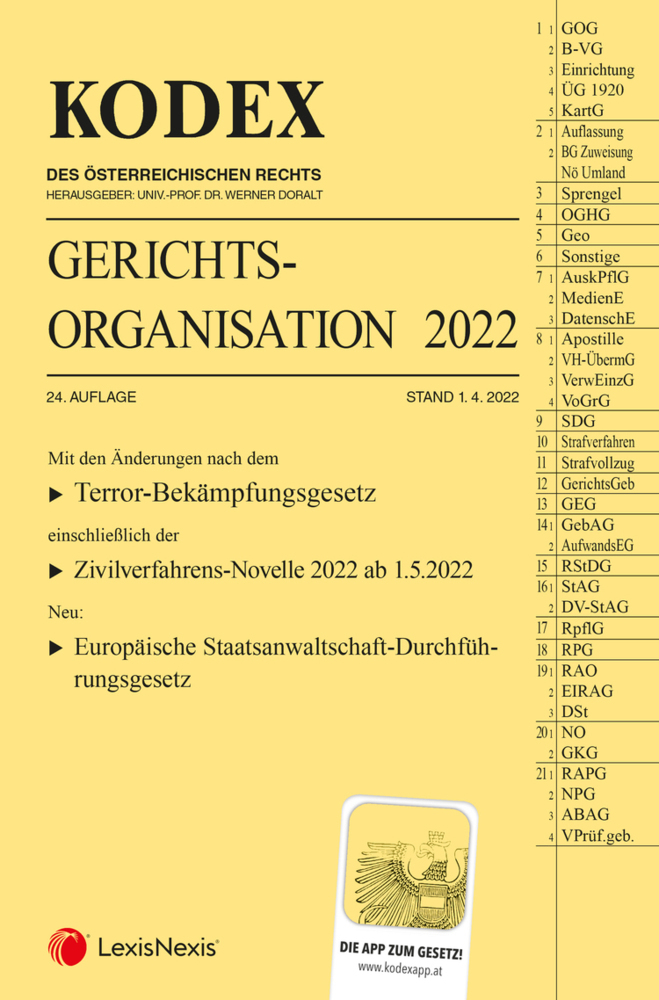 KODEX Gerichtsorganisation 2022 - inkl. App