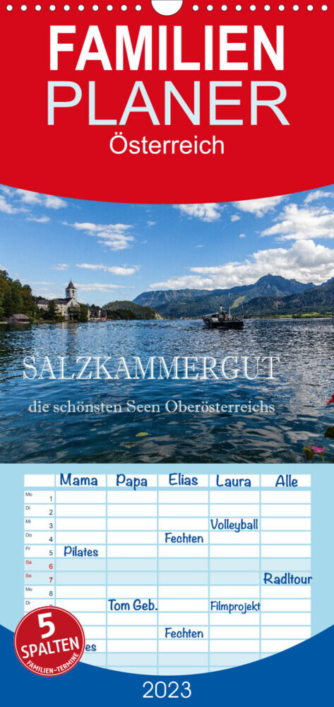 Familienplaner Salzkammergut - Die schönsten Seen Oberösterreichs (Wandkalender 2023 , 21 cm x 45 cm, hoch)