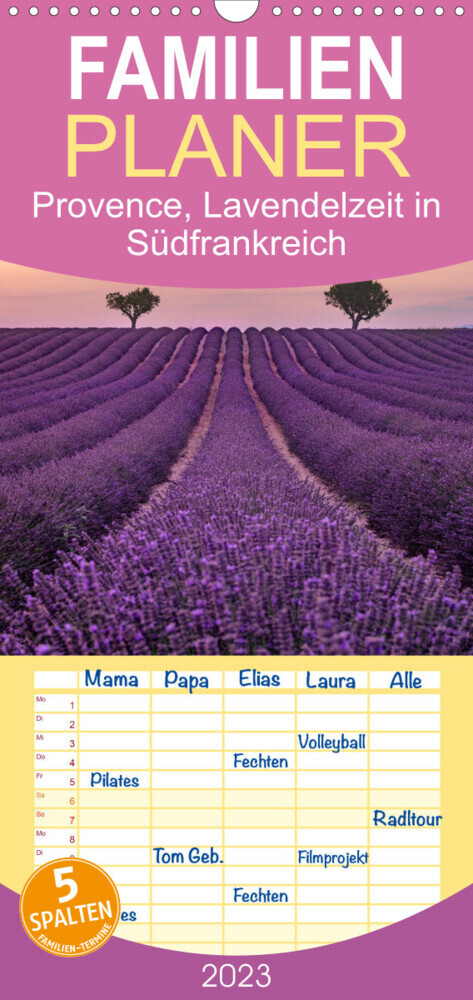 Familienplaner Provence, Lavendelzeit in Südfrankreich (Wandkalender 2023 , 21 cm x 45 cm, hoch)