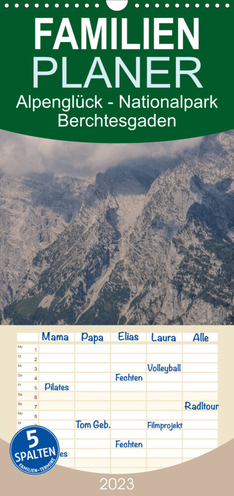 Familienplaner Alpenglück - Nationalpark Berchtesgaden (Wandkalender 2023 , 21 cm x 45 cm, hoch)