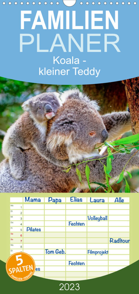 Familienplaner Koala - kleiner Teddy (Wandkalender 2023 , 21 cm x 45 cm, hoch)