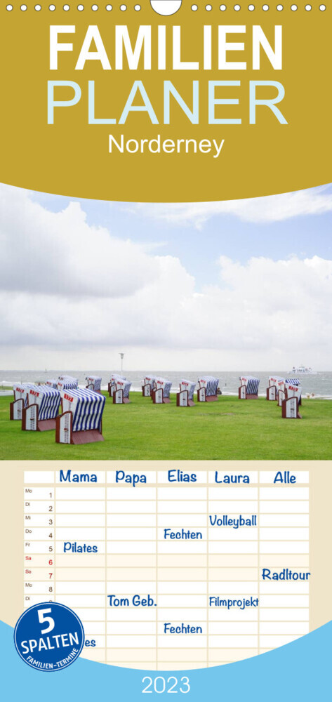 Familienplaner Norderney - von barfuß bis Lackschuh (Wandkalender 2023 , 21 cm x 45 cm, hoch)