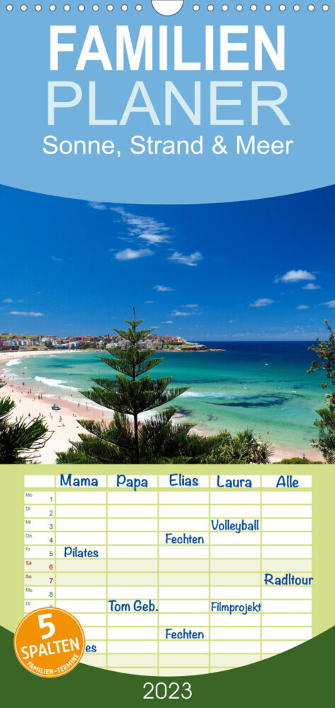 Familienplaner Sonne, Strand & Meer (Wandkalender 2023 , 21 cm x 45 cm, hoch)