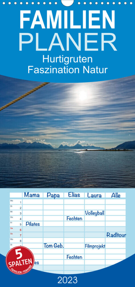 Familienplaner Hurtigruten - Faszination Natur (Wandkalender 2023 , 21 cm x 45 cm, hoch)