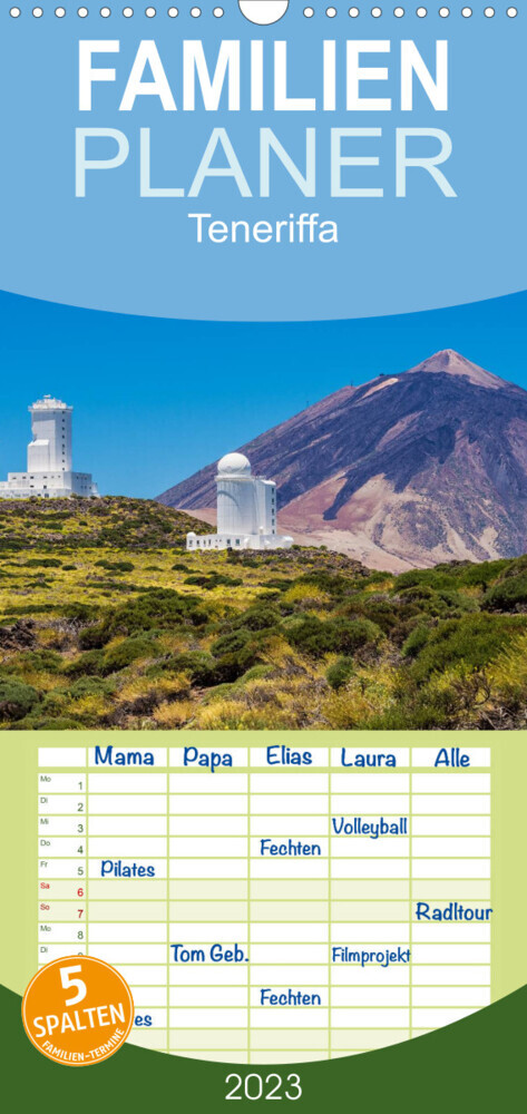 Familienplaner Teneriffa (Wandkalender 2023 , 21 cm x 45 cm, hoch)