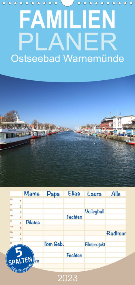 Familienplaner Ostseebad Warnemünde (Wandkalender 2023 , 21 cm x 45 cm, hoch)