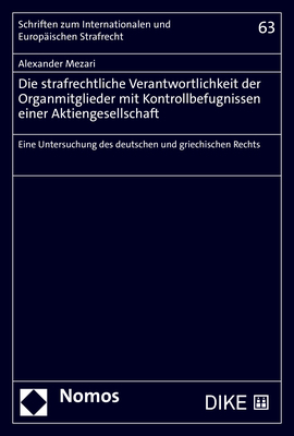 Die strafrechtliche Verantwortlichkeit der Organmitglieder mit Kontrollbefugnissen einer Aktiengesellschaft
