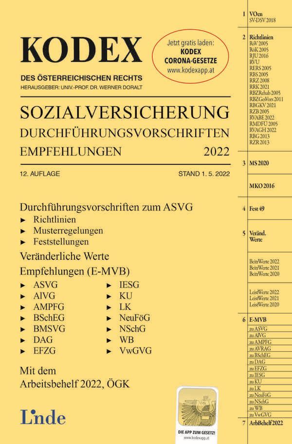 KODEX Sozialversicherung 2022, Band III