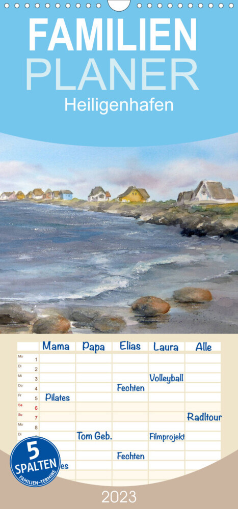 Familienplaner Heiligenhafenaquarelle (Wandkalender 2023 , 21 cm x 45 cm, hoch)