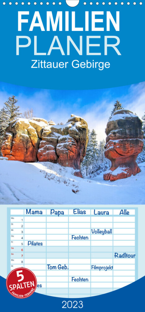 Familienplaner Zittauer Gebirge - Deutschlands kleinstes Mittelgebirge (Wandkalender 2023 , 21 cm x 45 cm, hoch)