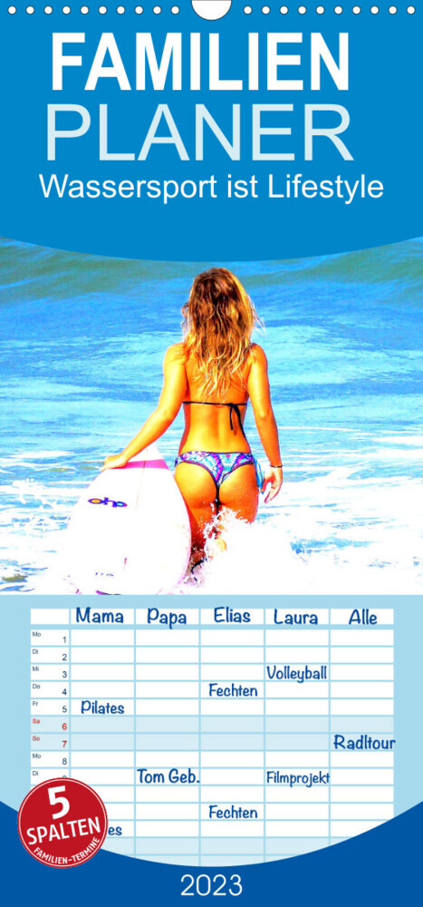 Familienplaner Wassersport ist Lifestyle. Windsurfen und Co. (Wandkalender 2023 , 21 cm x 45 cm, hoch)