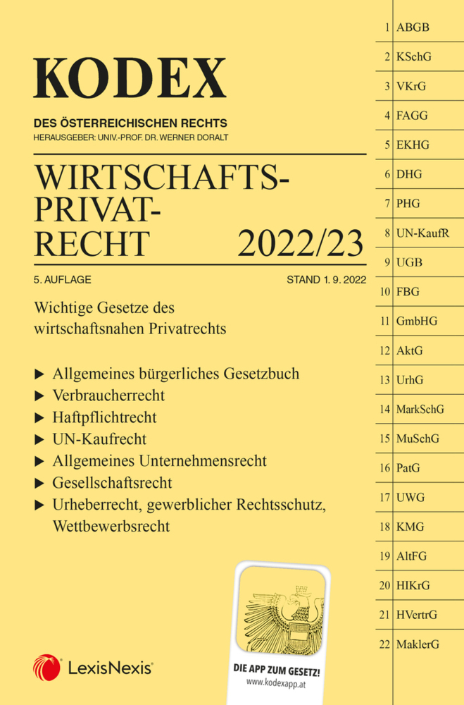 KODEX Wirtschaftsprivatrecht 2022/23 - inkl. App