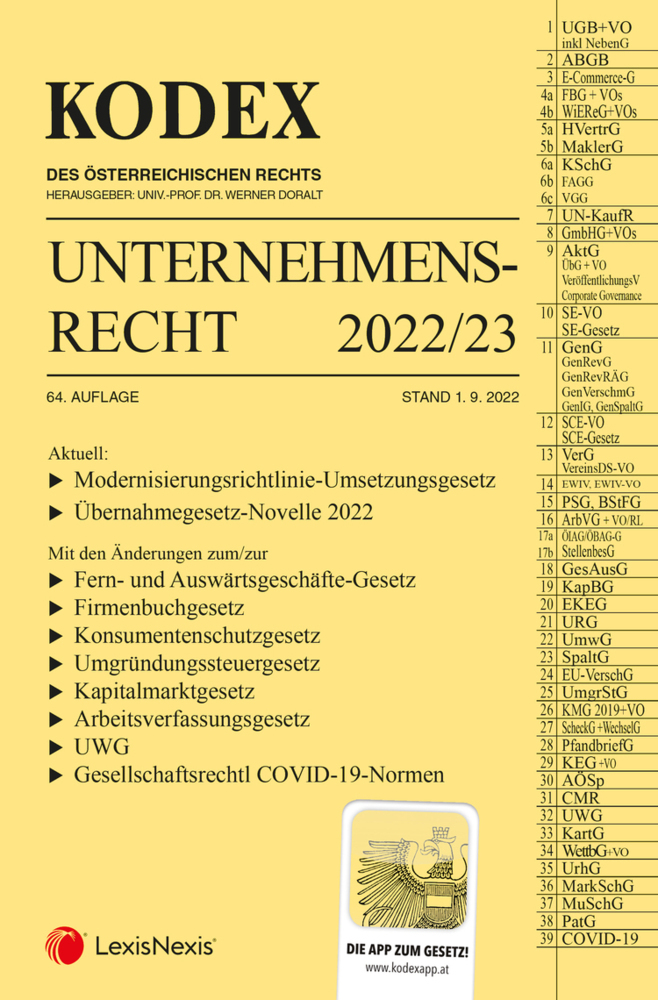 KODEX Unternehmensrecht 2022/23 - inkl. App